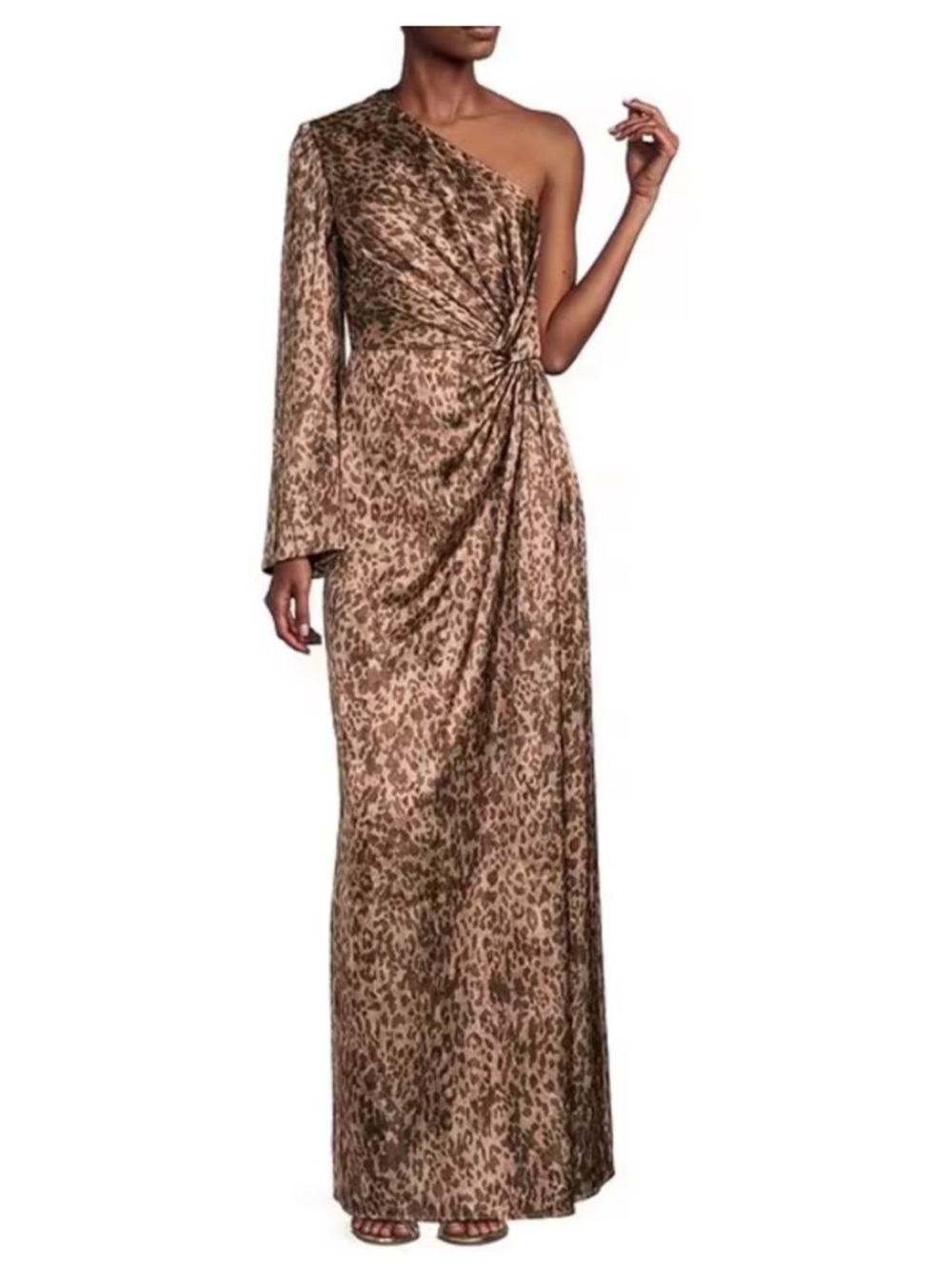 Muse by Marchesa Senna Leopard One Shoulder Twist Waist Enchanted Blossom New